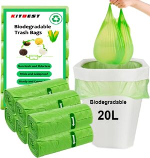 Biodegradable Bin Bags Liners 120PCS, 20L Small Food Waste Bags Trash Bags with Handle